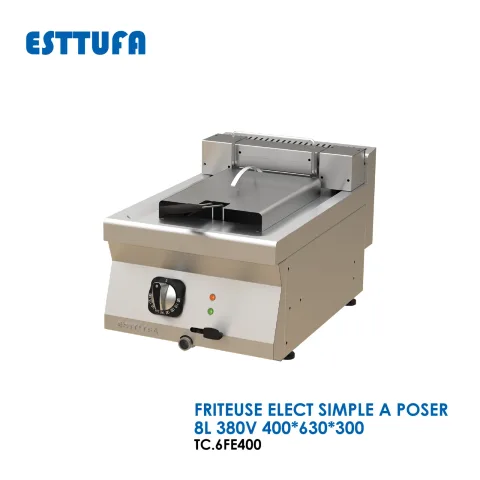 FRITEUSE ELECT SIMPLE A POSER 8L 380V 400x630x300 TC.6FE400