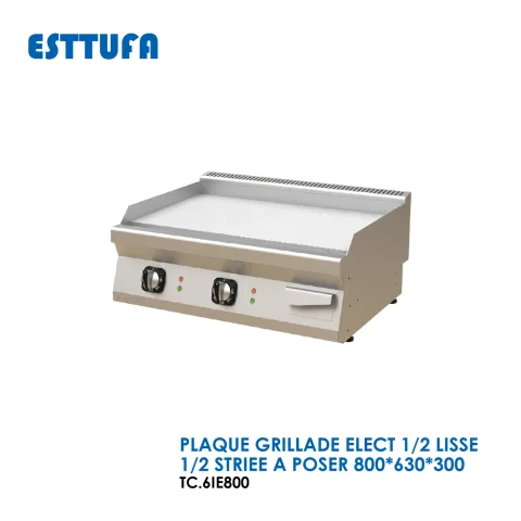 PLAQUE GRILLADE ELECT 1-2 LISSE 1-2 STRIEE A POSER 800x630x300 TC.6IE800