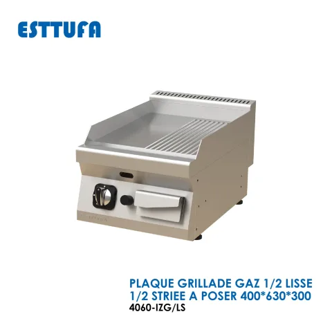 PLAQUE GRILLADE GAZ 1-2 LISSE 1-2 STRIEE A POSER 4060-IZG-LS
