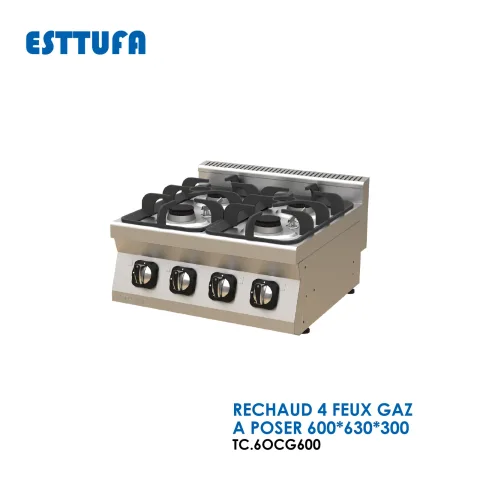 RECHAUD 4 FEUX GAZ A POSER 600x630x300 TC.6OCG600