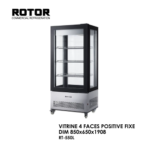 VITRINE 4 FACES POSITIVE FIXE DIM 850x650x1908 RT 550L 300x300