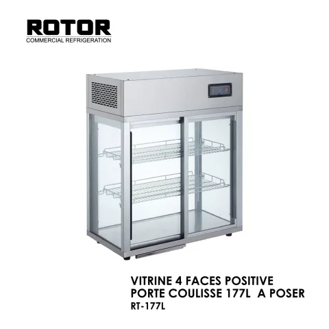 VITRINE 4 FACES POSITIVE PORTE COULISSE 177L A POSER RT-177L