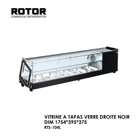 VITRINE A TAPAS VERRE DROITE NOIR DIM RTS-104L
