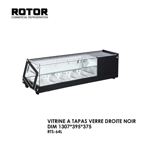 VITRINE A TAPAS VERRE DROITE NOIR DIM RTS-64L