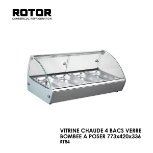 VITRINE CHAUDE 4 BACS VERRE BOMBEE A POSER 773x420x336 RTR4 300x300