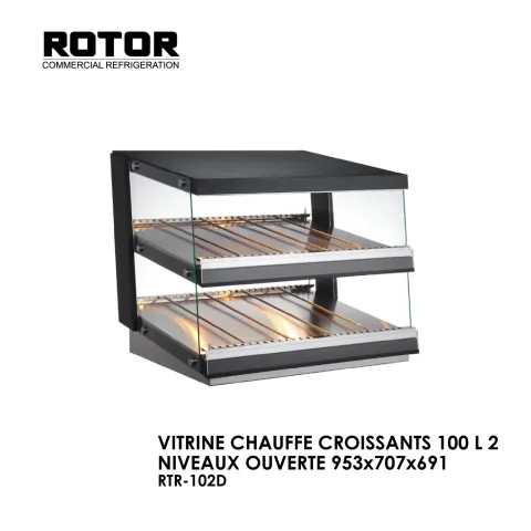 VITRINE CHAUFFE CROISSANTS 100 L 2 NIVEAUX OUVERTE 953x707x691 RTR-102D