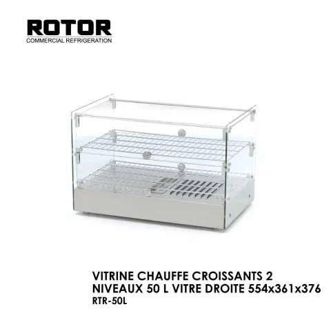 VITRINE CHAUFFE CROISSANTS 2 NIVEAUX 50 L VITRE DROITE 554x361x376 RTR-50L