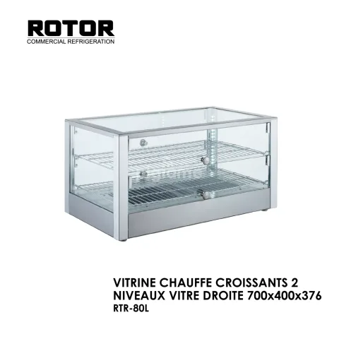 VITRINE CHAUFFE CROISSANTS 2 NIVEAUX VITRE DROITE 700x400x376 RTR-80L