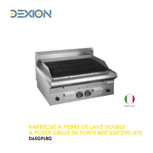 BARBECUE A PIERRE DE LAVE DOUBLE A POSER GRILLE EN FONTE 800X650X290 470 D65GPL8G 300x300
