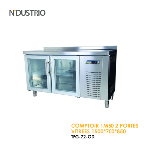 COMPTOIR 1M50 2 PORTES VITREES 1500x700x850 TPG 72 GD 300x300