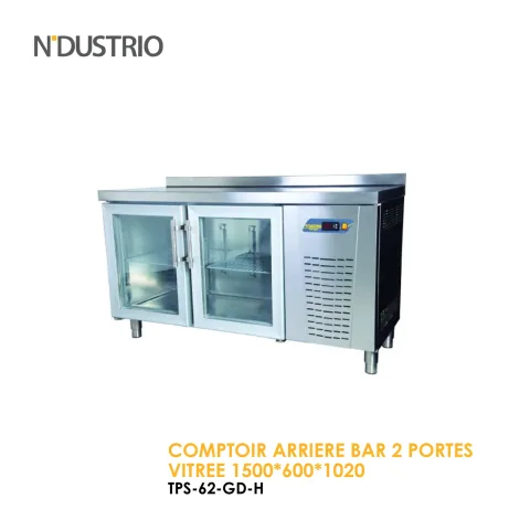 Comptoir arriere bar 2 portes vitree