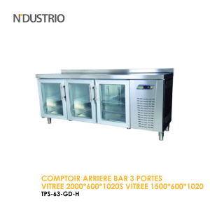 COMPTOIR ARRIERE BAR 3 PORTES VITREE 2000x600x1020S VITREE 1500x600x1020 TPS 63 GD H 300x300