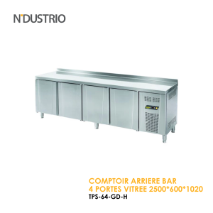 COMPTOIR ARRIERE BAR 4 PORTES VITREE 2500x600x1020 TPS 64 GD H 300x300