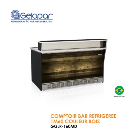 Comptoir bar réfrigérée 1M60 couleur bois