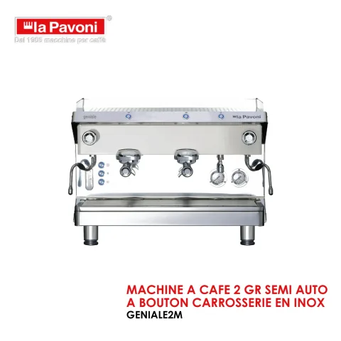 MACHINE A CAFE 2 GR SEMI AUTO A BOUTON CARROSSERIE EN INOX GENIALE2M