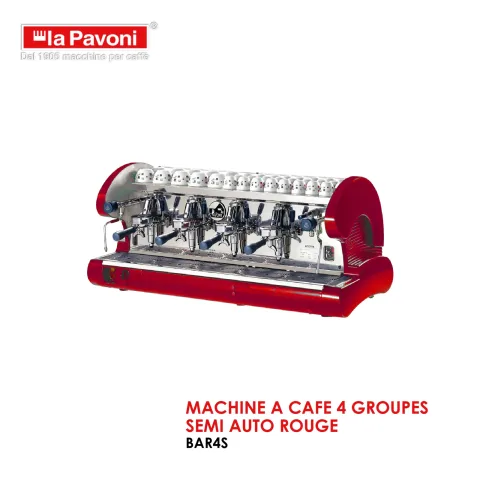 MACHINE A CAFE 4 GROUPES SEMI AUTO ROUGE BAR4S