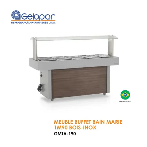 Meuble buffet bain marie 1M50 bois-inox