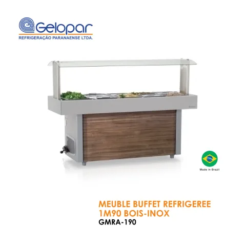 Meuble buffet réfrigérée 1M90 bois-inox
