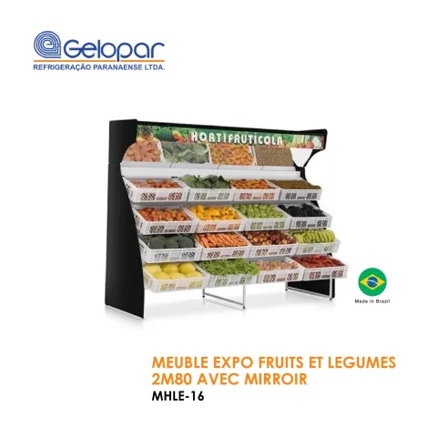 Meuble expo fruits et légumes 2M80 avec mirroir
