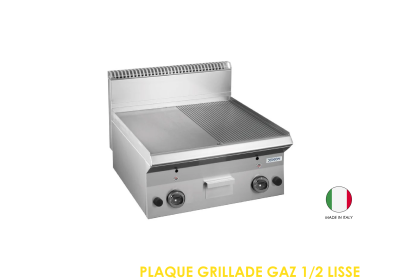 PLAQUE GRILLADE GAZ 1 2 LISSE 1 2 STRIEE A POSER 600X650X270 D65GFT6LR