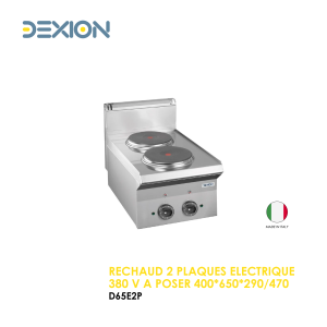 RECHAUD 2 PLAQUES ELECTRIQUE 380 V A POSER 400x650x290 470 D65E2P 300x300