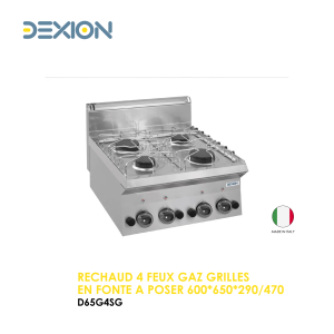 RECHAUD 4 FEUX GAZ GRILLES EN FONTE A POSER 600X650X290 470 D65G4SG 300x300
