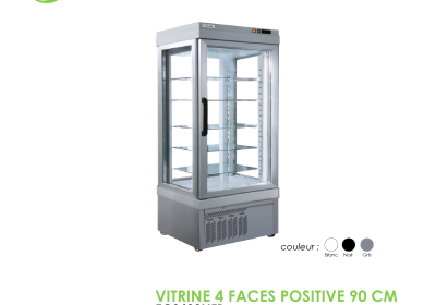 VITRINE 4 FACES POSITIVE 90 CM GRIS EC9400NFP-G