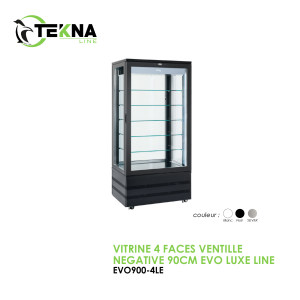 VITRINE 4 FACES VENTILLE NEGATIVE 90CM NOIR EVO LUXE LINE EVO900 4LE N 300x300