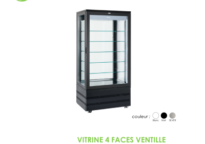 VITRINE 4 FACES VENTILLE NEGATIVE 90CM NOIR EVO LUXE LINE EVO900-4LE-N