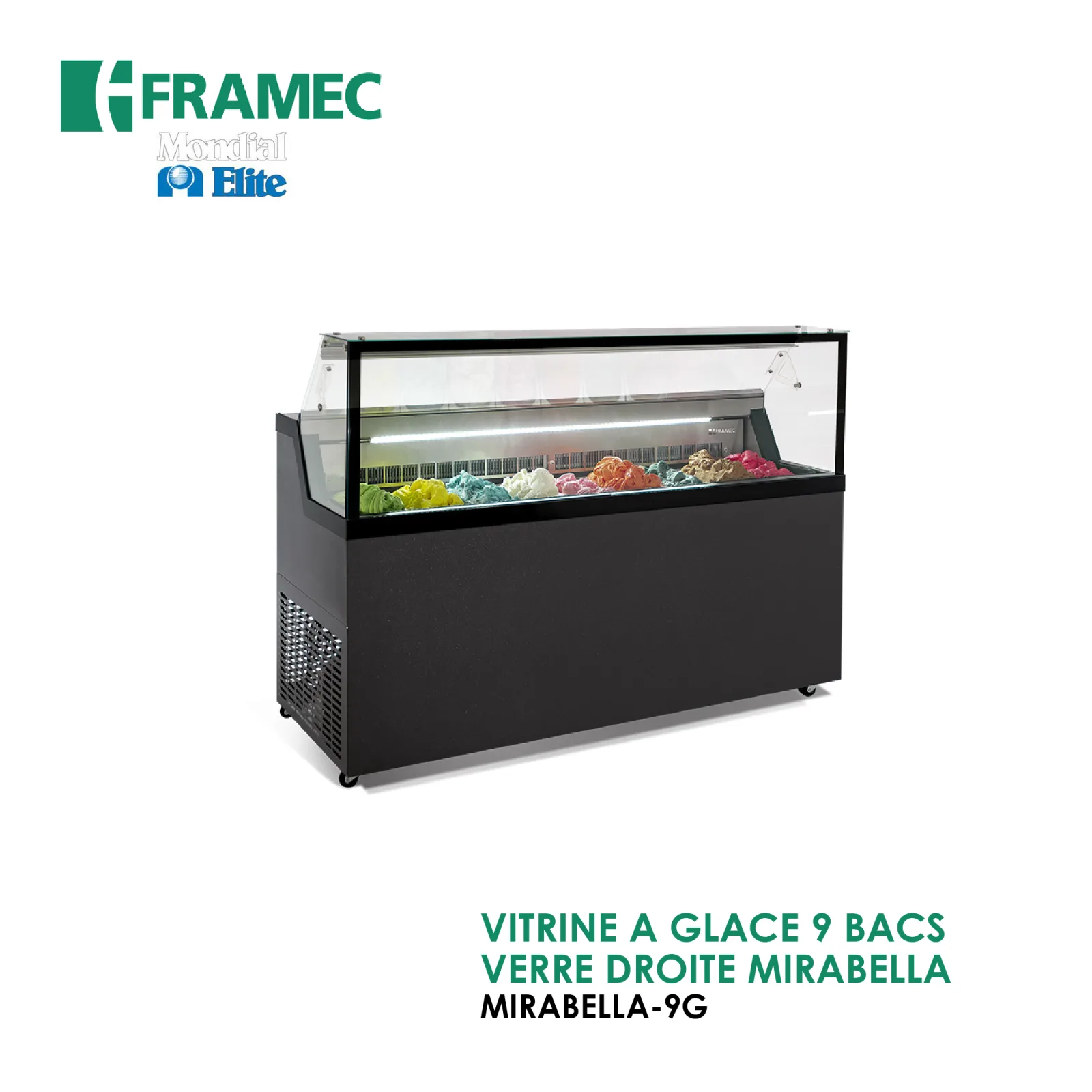 VITRINE A GLACE 9 BACS VERRE DROITE MIRABELLA MIRABELLA-9G