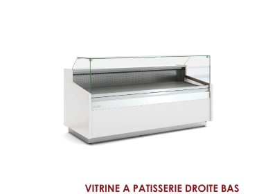 VITRINE A PATISSERIE DROITE BAS SANS ETAGERE BLANCHE 1500 VE-9-15-RCB-TF