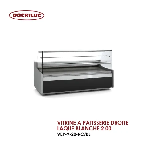VITRINE A PATISSERIE DROITE LAQUE BLANCHE 2.00 VEP-9-20-RC-BL