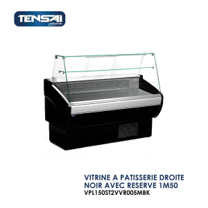 VITRINE A PATISSERIE DROITE NOIR AVEC RESERVE 1M50 VPL150ST2VVR005MBK 300x300