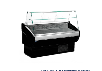 VITRINE A PATISSERIE DROITE NOIR AVEC RESERVE 1M50 VPL150ST2VVR005MBK