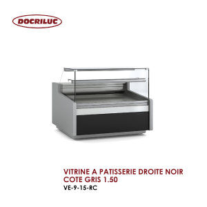 VITRINE A PATISSERIE DROITE NOIR COTE GRIS 1.50 VE 9 15 RC 300x300