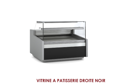 VITRINE A PATISSERIE DROITE NOIR COTE GRIS 1.50 VE-9-15-RC
