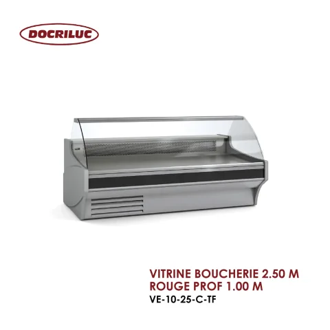 VITRINE BOUCHERIE 2.50 M ROUGE PROF 1.00 M VE-10-25-C-TF