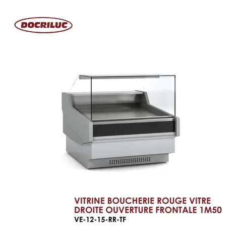 VITRINE BOUCHERIE ROUGE VITRE DROITE OUVERTURE FRONTALE 1M50 VE-12-15-RR-TF