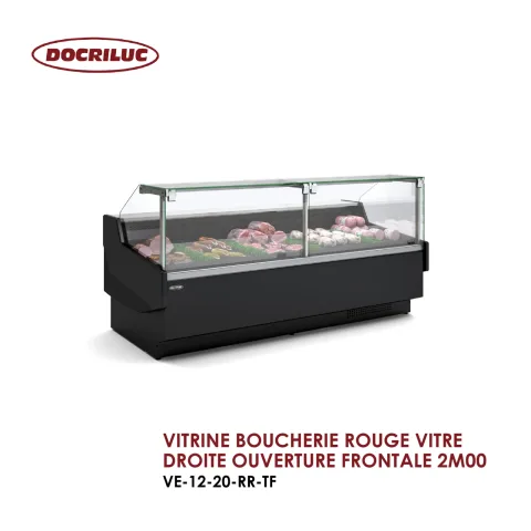 VITRINE BOUCHERIE ROUGE VITRE DROITE OUVERTURE FRONTALE 2M50 VE-12-25-RR-TF