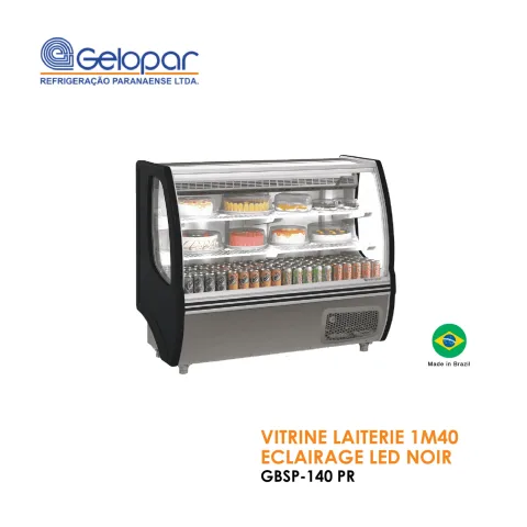 Vitrine laiterie 1M40 éclairage LED noir