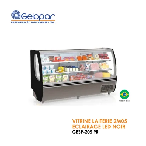 Vitrine laiterie 2M05 éclairage LED noir