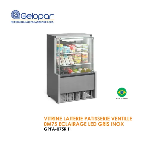 Vitrine laiterie pâtisserie ventille 0M75 éclairage LED gris inox