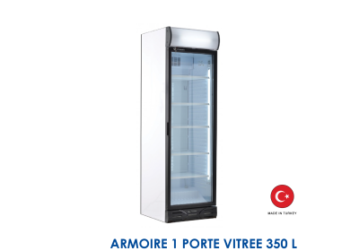 ARMOIRE 1 PORTE VITREE 350 L ECLAIRAGE LED DIM 595x650x2000 D372