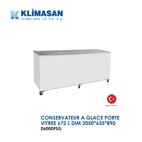 Conservateur à glace porte vitree 672 L dim 2050x635x890 D600DFSG
