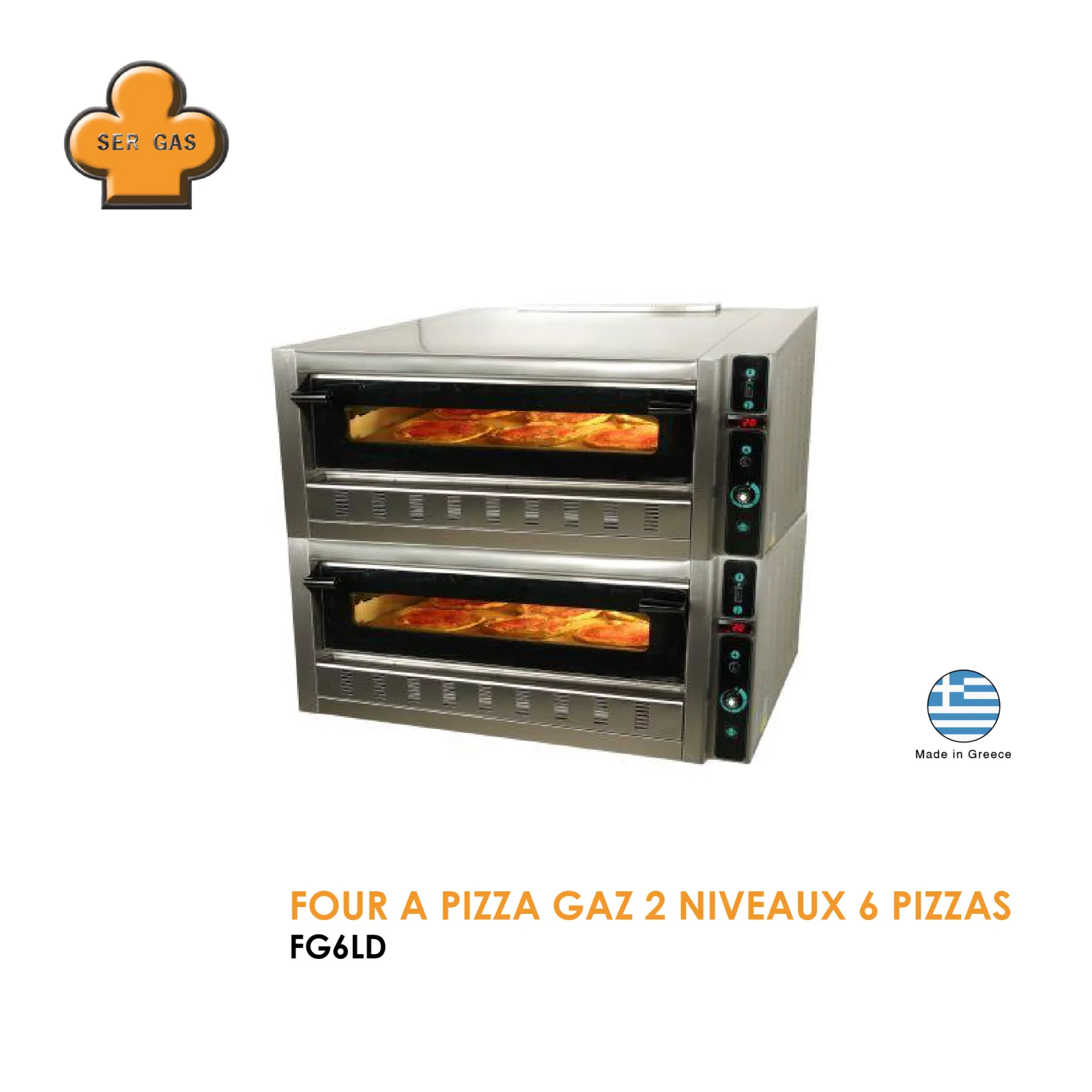 Four à pizza gaz 2 niveaux 6 pizzas FG6LD